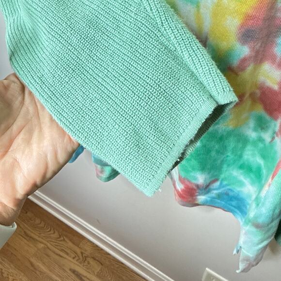 LOGO by Lori Goldstein‎ Charlie Hand Tie-Dyed High-Low Sweater XL Raglan Sleeve - Picture 3 of 8